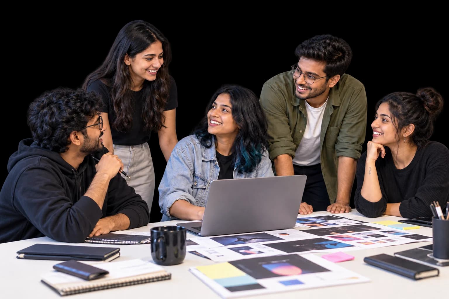Creative technology team collaborating in a modern studio
